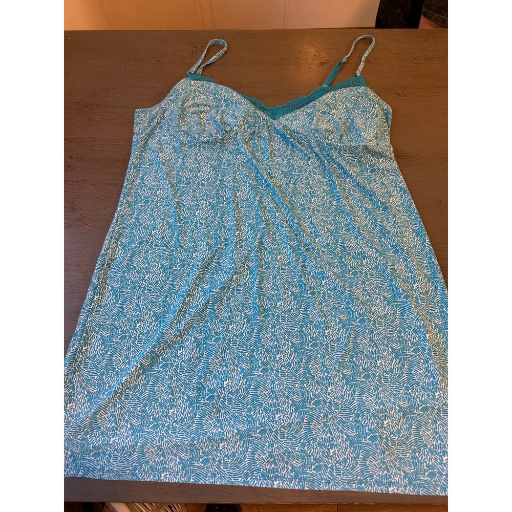George Sleepwear Womens Blue White Abstract  Chemise Nightgown Size XL 16-18